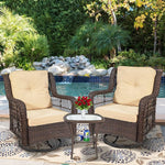 Outdoor 3-Piece Wicker Swivel Bistro Set