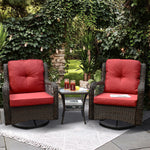 Outdoor 3-Piece Wicker Swivel Bistro Set