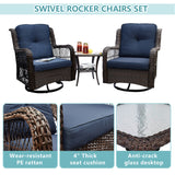 Outdoor 3-Piece Wicker Swivel Bistro Set