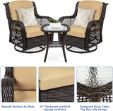 Outdoor 3-Piece Wicker Swivel Bistro Set