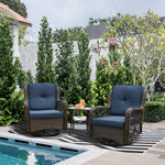 Outdoor 3-Piece Wicker Swivel Bistro Set