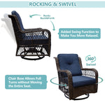 Outdoor 3-Piece Wicker Swivel Bistro Set