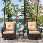 Outdoor 3-Piece Wicker Swivel Bistro Set