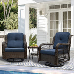 Outdoor 3-Piece Wicker Swivel Bistro Set