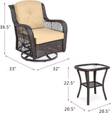 Outdoor 3-Piece Wicker Swivel Bistro Set