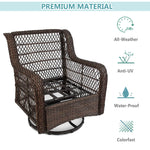 Outdoor 3-Piece Wicker Swivel Bistro Set