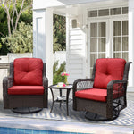 Outdoor 3-Piece Wicker Swivel Bistro Set