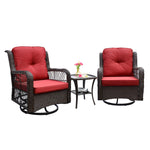 Outdoor 3-Piece Wicker Swivel Bistro Set