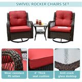 Outdoor 3-Piece Wicker Swivel Bistro Set