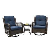 Outdoor 3-Piece Wicker Swivel Bistro Set
